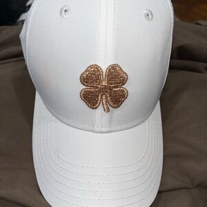 Black Clover White Cap with Gold Clover